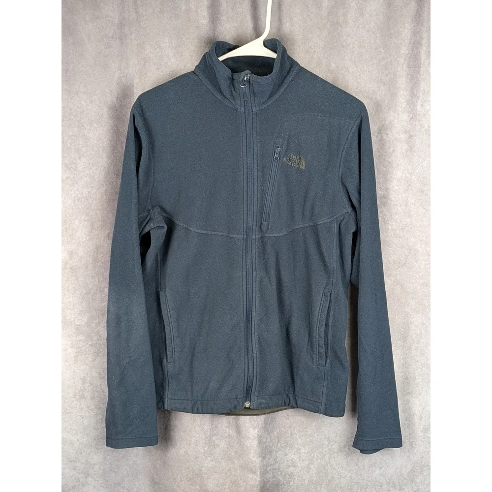 The‎ North Face Mens Full Zip Fleece Jacket Navy Blue Mock Neck Small S/P